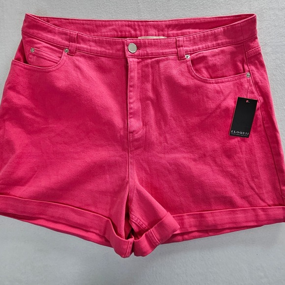 Eloquii Pants - Eloquii Denim Hot Pink High Rise Cuffed Jean Shorts Womens Size 16 NEW
